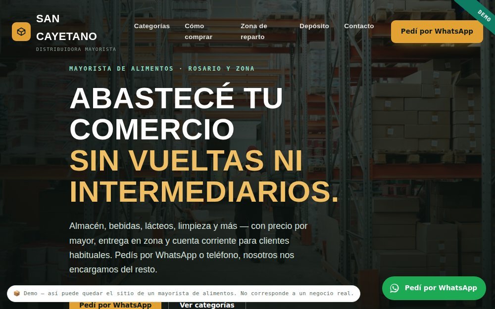 Demo Distribuidora San Cayetano, sitio para mayorista de alimentos